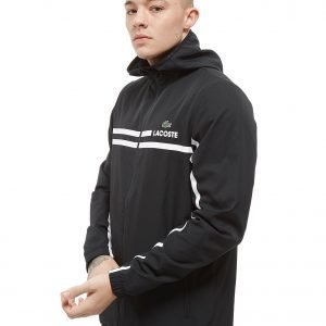 Lacoste Zip Through Hooded Stripe Jacket Musta